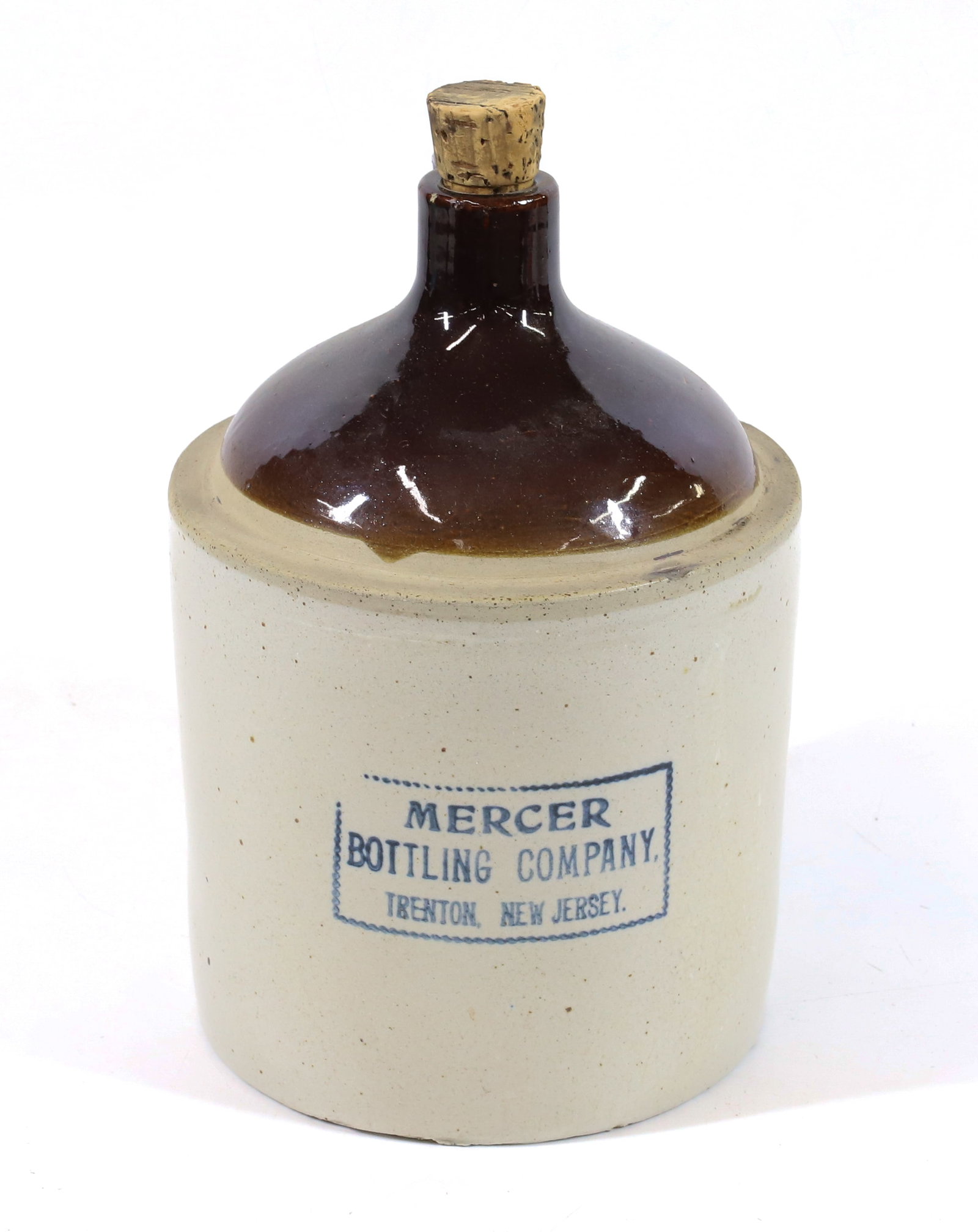 TRENTON, NJ ADVERTISING JUG: MERCER BOTTLING COMPANY. 10 1/2" H. PLEASE READ CAREFULLY -THIS IS AN ONLINE ONLY AUCTION. WE WILL BE TAKING ABSENTEE AND PHONE BIDS ALSO. Terms for Purchasing and Shipping of Auction Items. Please re