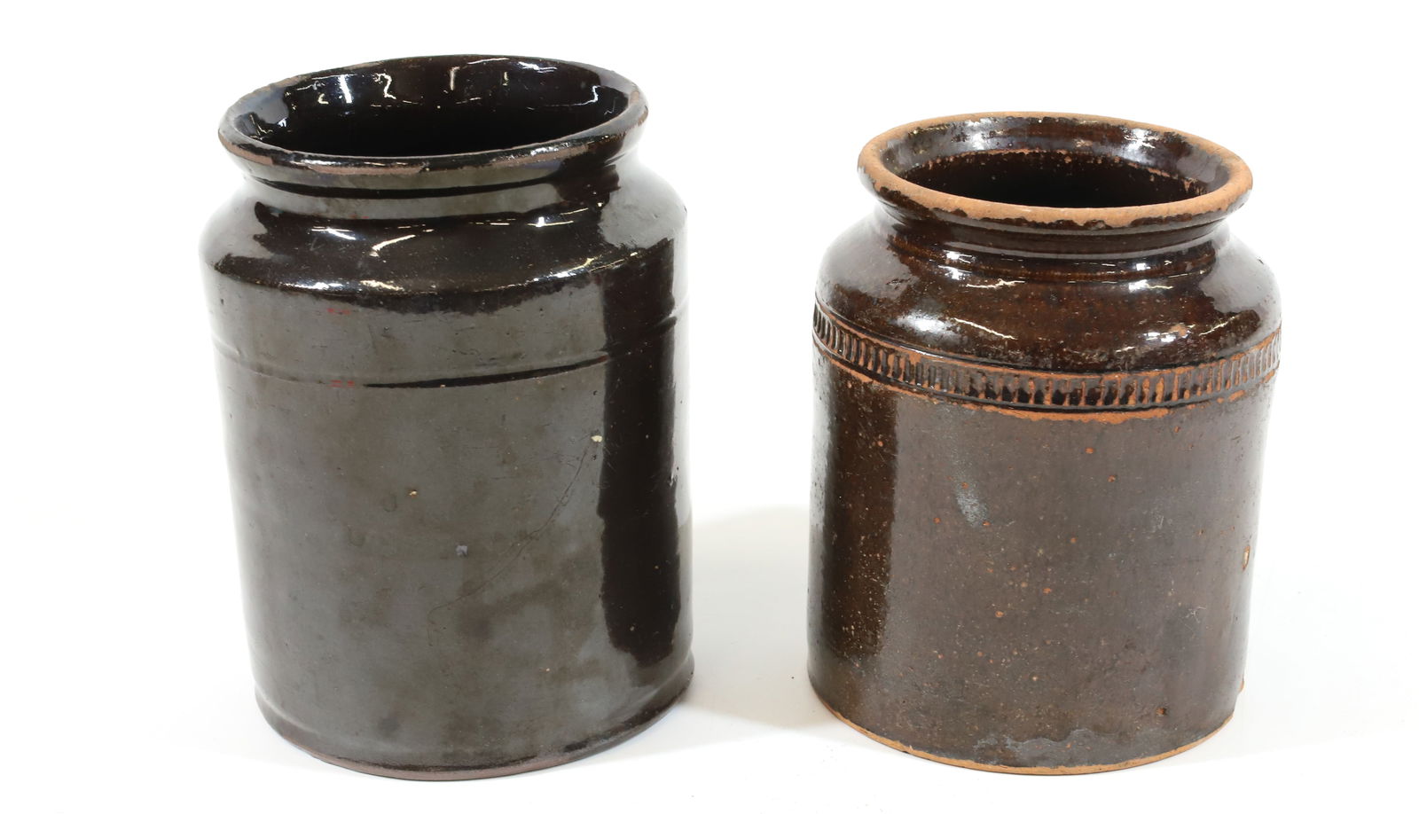 (2) REDWARE PRESERVE JARS (1 of 5)