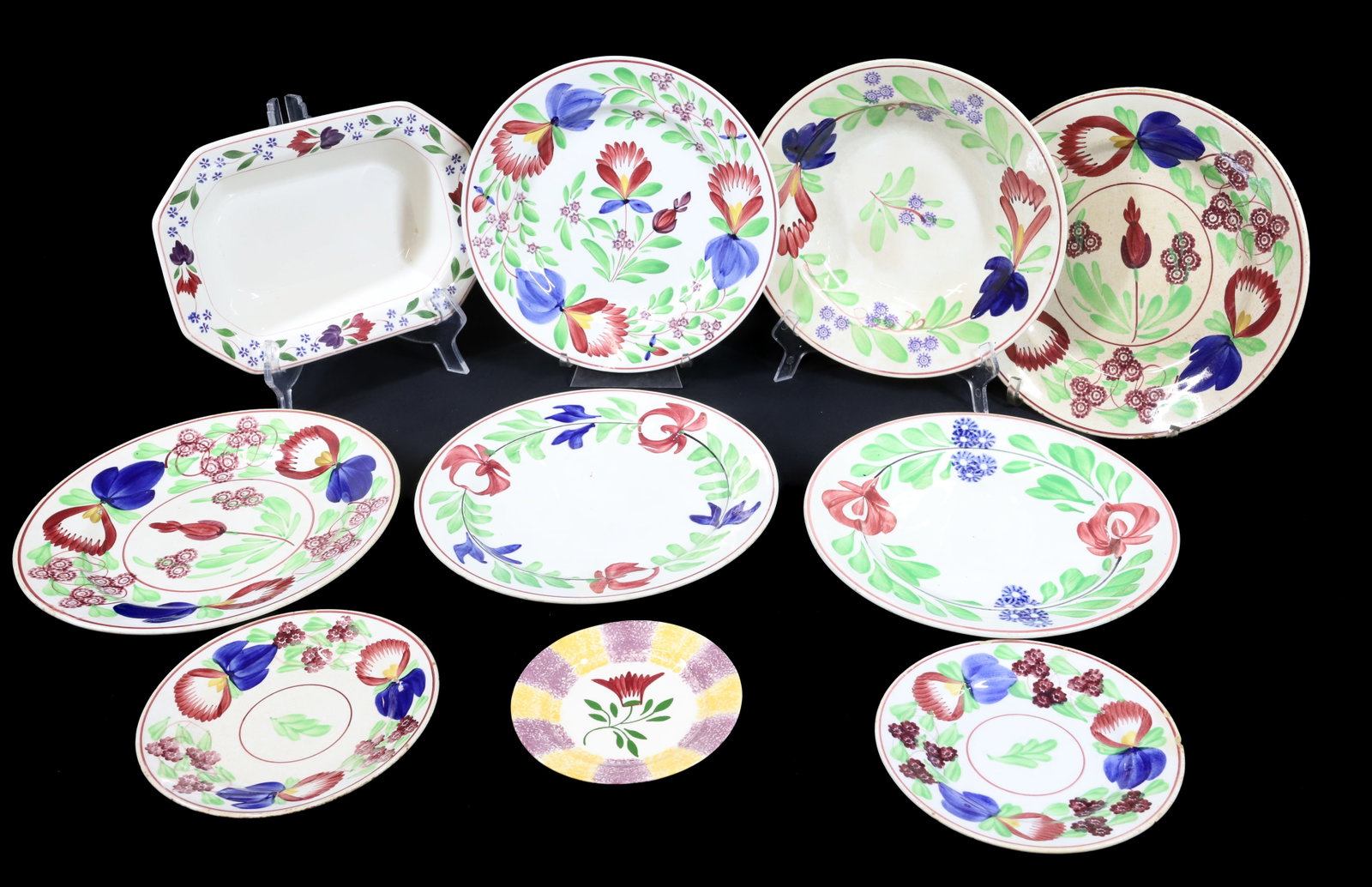 (10) CERAMIC PLATES/BOWLS: (7) VILLEROY & BACK PLATES, ADAMS RECTANGLE BOWL, CONTEMPORARY SPATTER TODDY PLATE AND HOLLAND SOUP BOWL4 3/4" TO 9 1/2" PLEASE READ CAREFULLY -THIS IS AN ONLINE ONLY AUCTION. WE WILL BE TAKING ABSENT