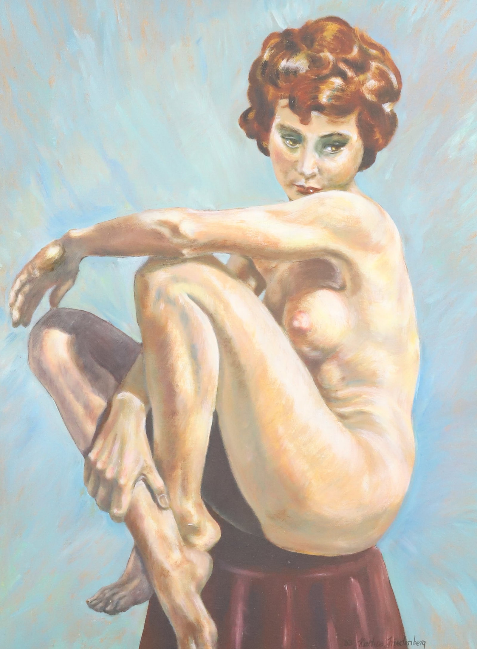 VINTAGE O/C NUDE WOMAN: SGND/DATED BOTTOM RIGHT "KATHIE FRIEDENBERG, '83". TOTAL SIZE 28" X 22". PLEASE READ CAREFULLY -THIS IS AN ONLINE ONLY AUCTION. WE WILL BE TAKING ABSENTEE AND PHONE BIDS ALSO. Terms for Purchasing and