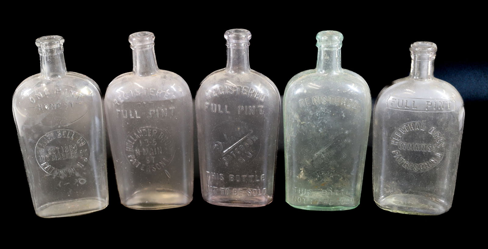 LOT OF PATERSON, NJ FLASK BOTTLES (1 of 6)