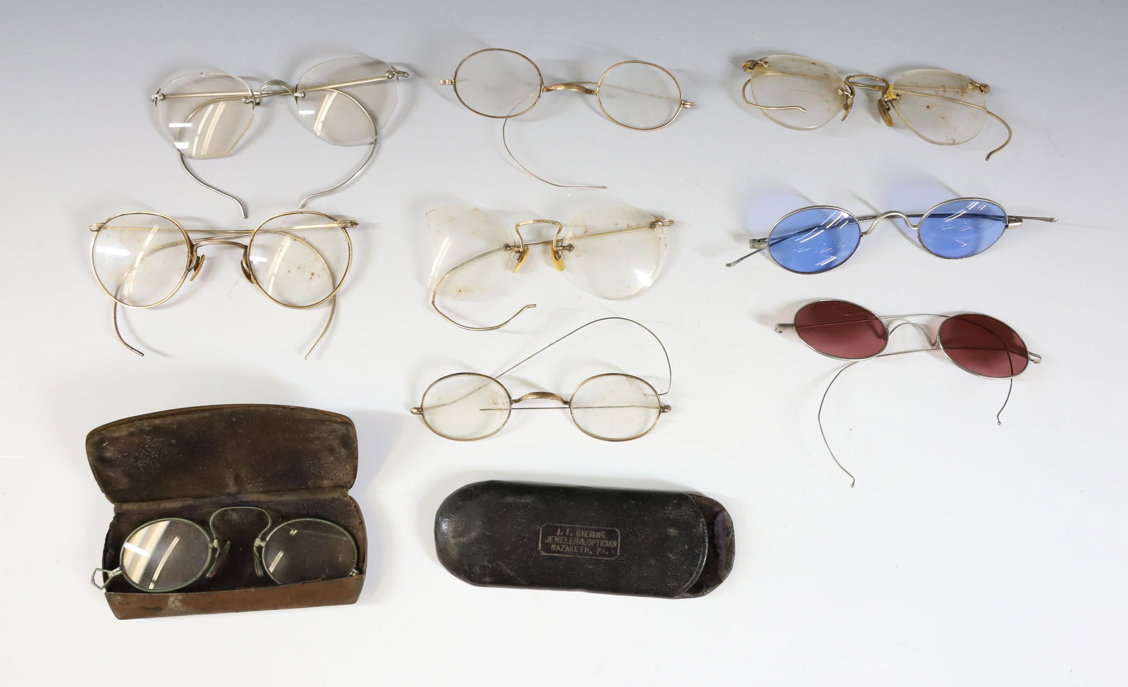 LOT OF ANTIQUE EYEGLASSES: (9) PAIRS, (2) WITH TINTED LENSES PLEASE READ CAREFULLY - Terms for Purchasing and Shipping of Auction Items. Please read carefully before bidding. All payments for purchases will be made through Live