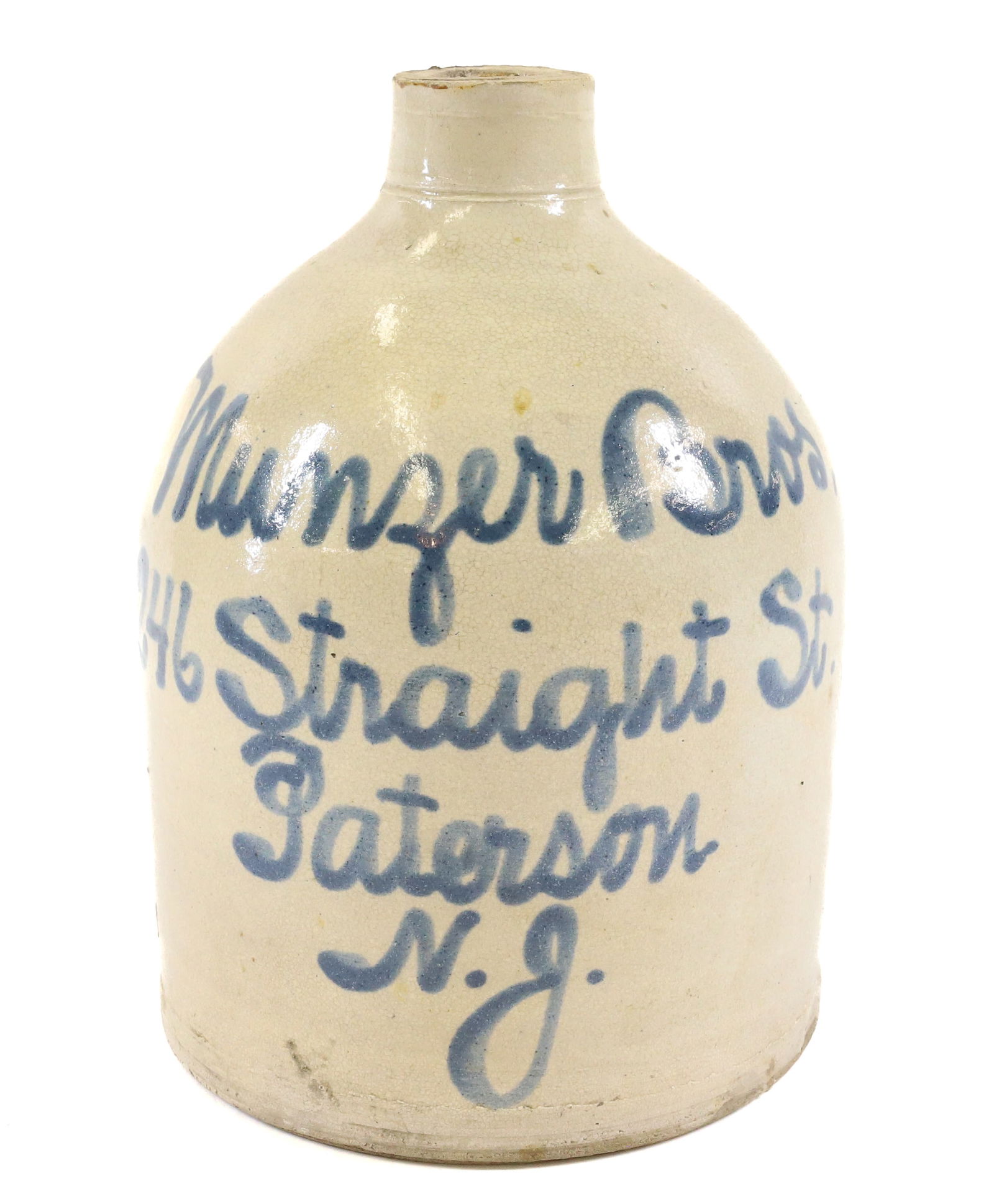 STONEWARE ADVERTISING SCRIPT JUG (1 of 6)