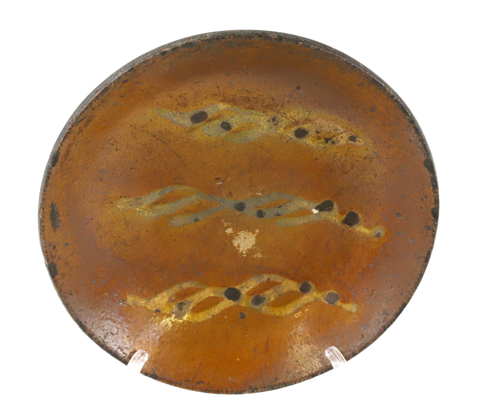 SLIP DECORATED REDWARE PLATE (1 of 3)