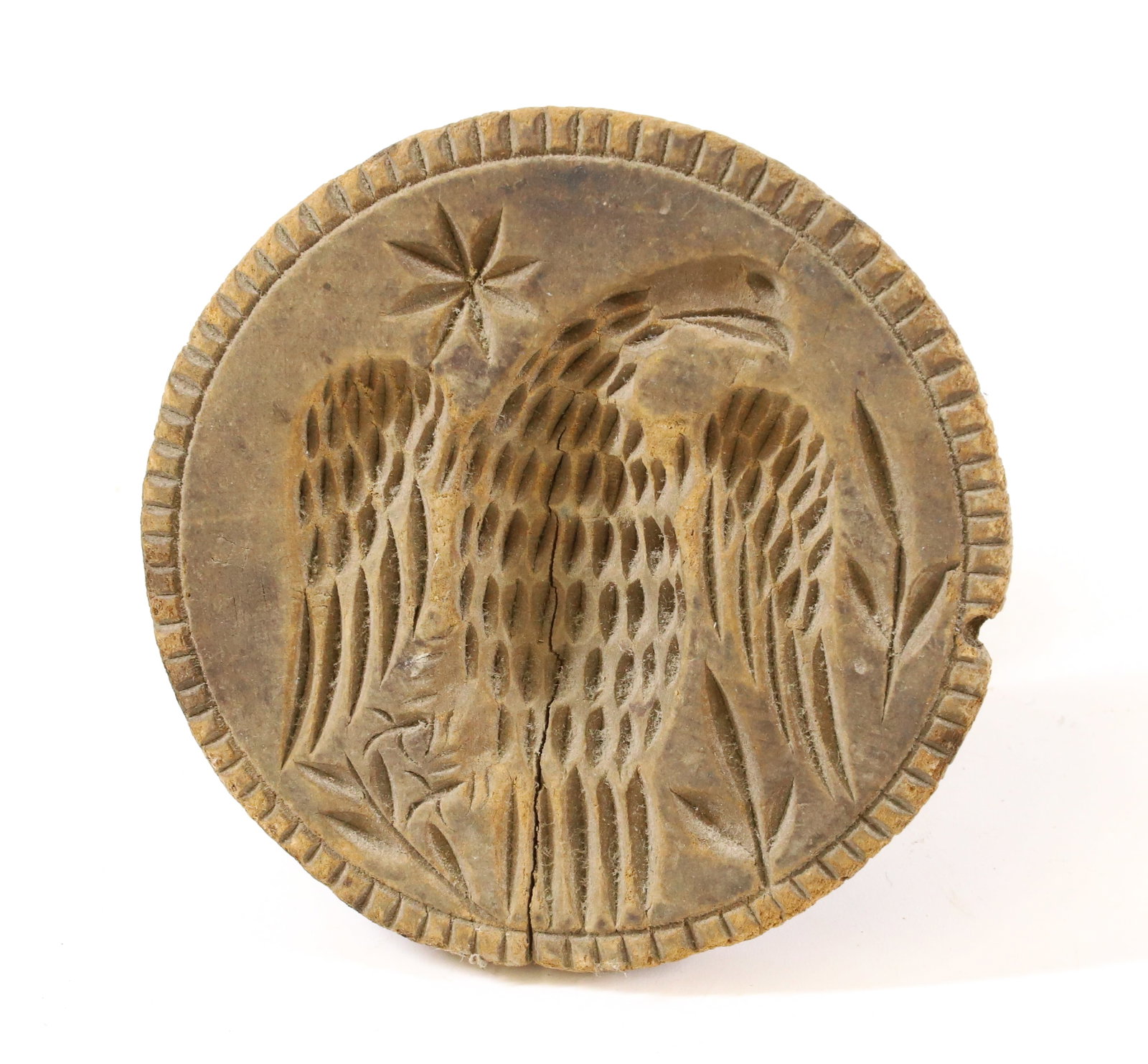 FOLK ART CARVED EAGLE BUTTER STAMP (1 of 2)