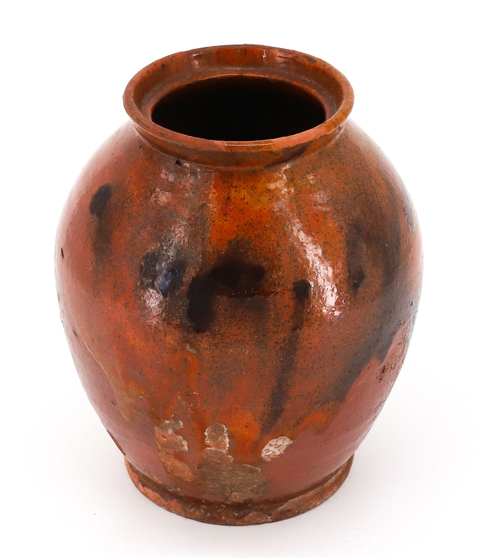 REDWARE OVOID DECORATED JAR (1 of 6)
