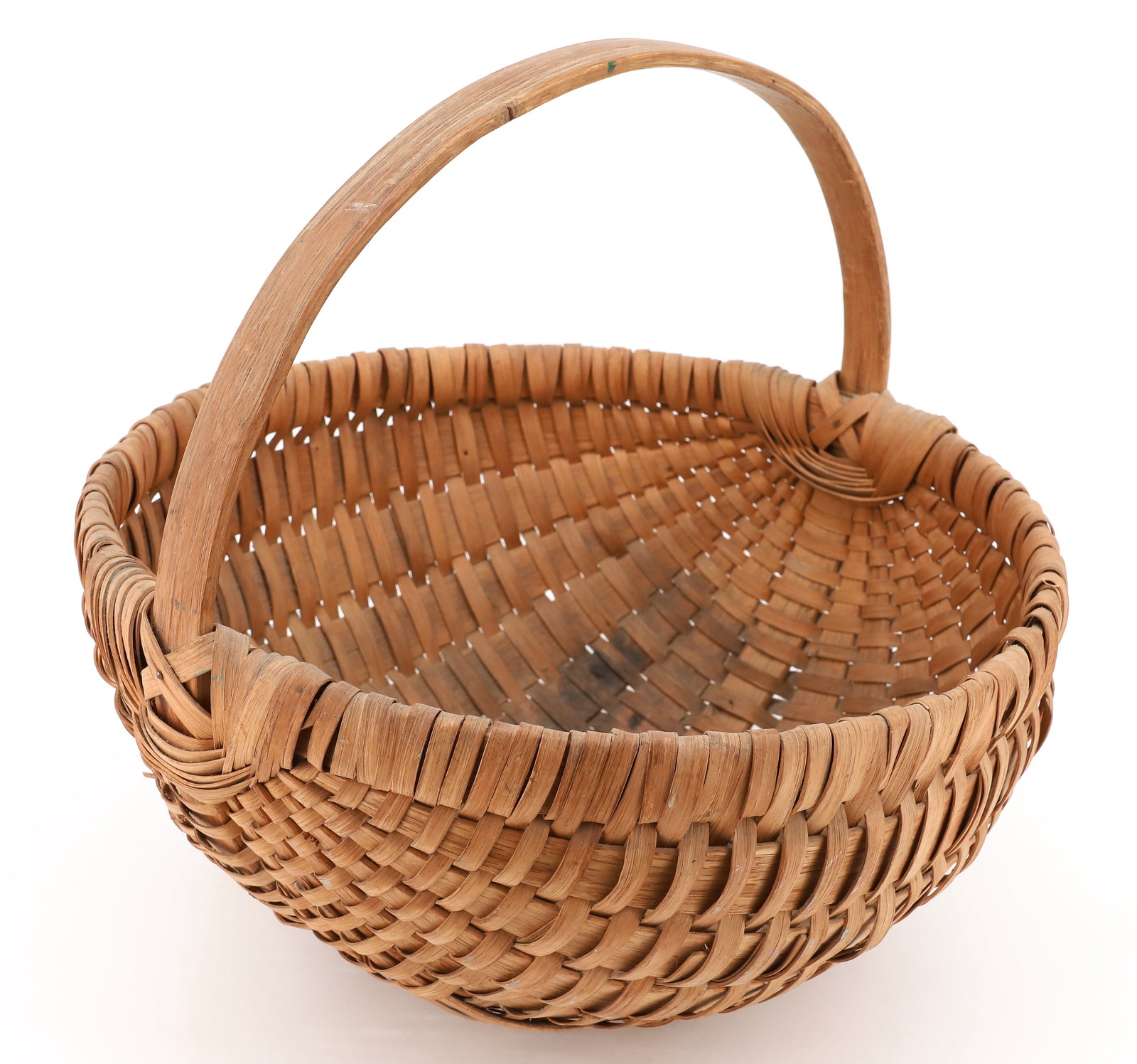 PA GATHERING BASKET: MELON SHAPE WITH BENTWOOD HANDLE. 15" D. PLEASE READ CAREFULLY - Terms for Purchasing and Shipping of Auction Items. Please read carefully before bidding. All payments for purchases will be made throu