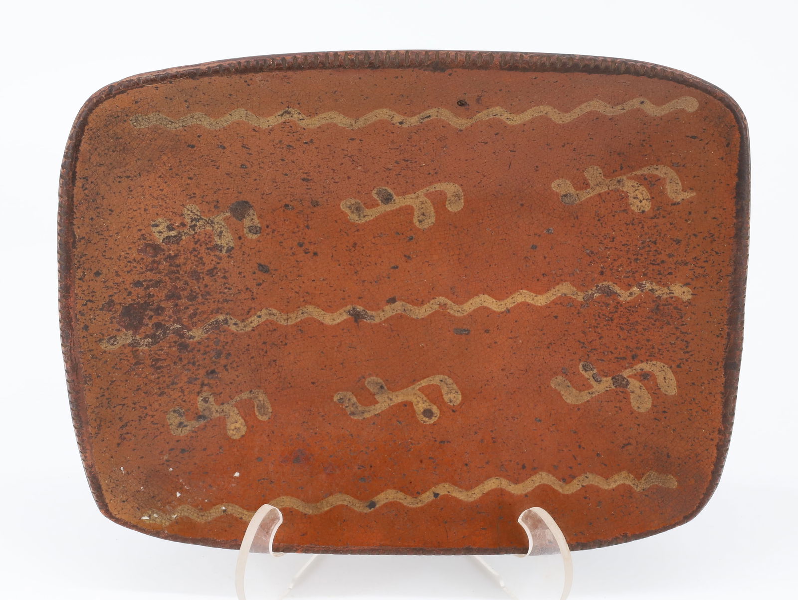 REDWARE DECORATED LOAF PAN (1 of 2)