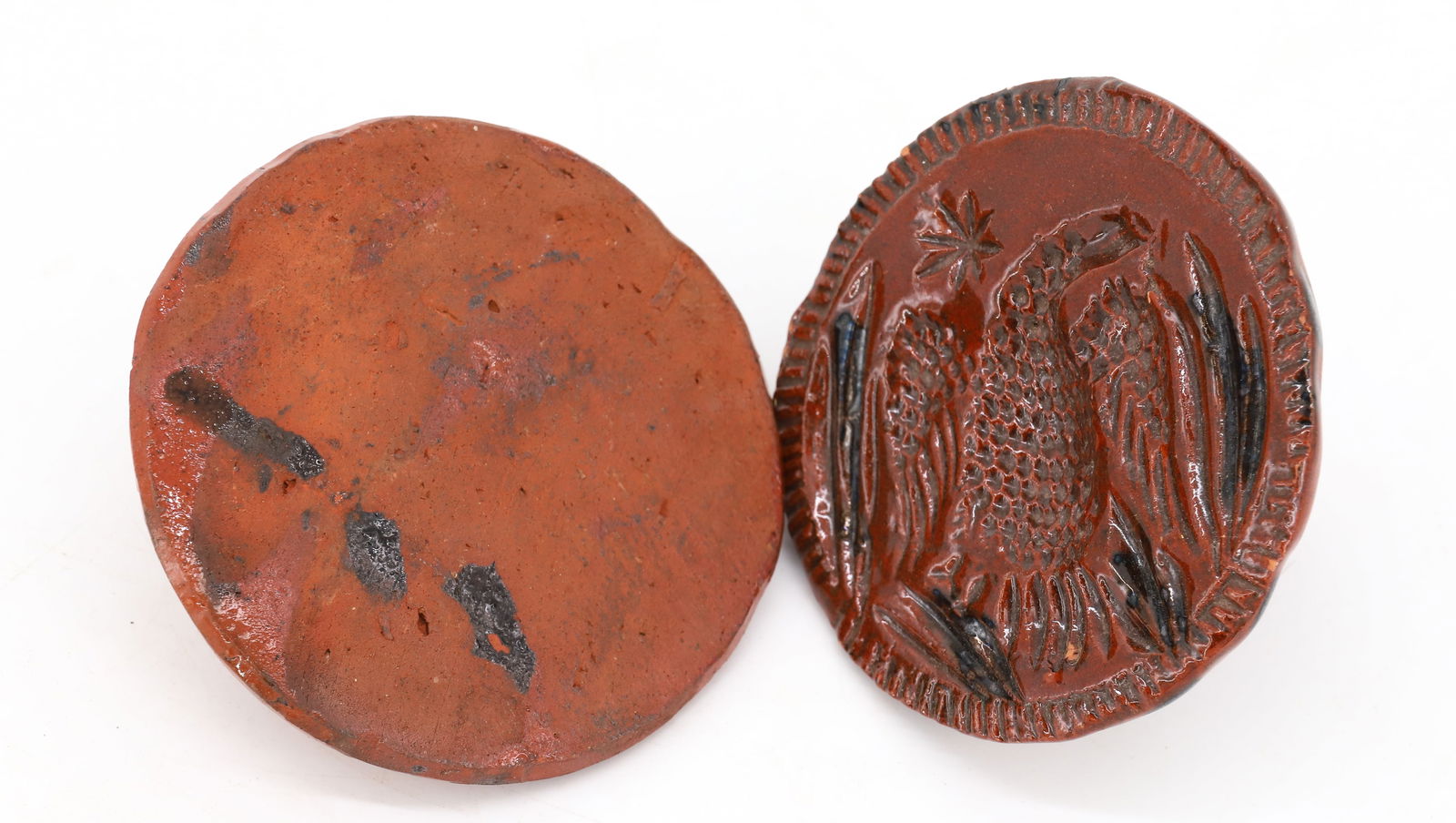 REDWARE EAGLE BUTTER STAMP AND LID (1 of 2)