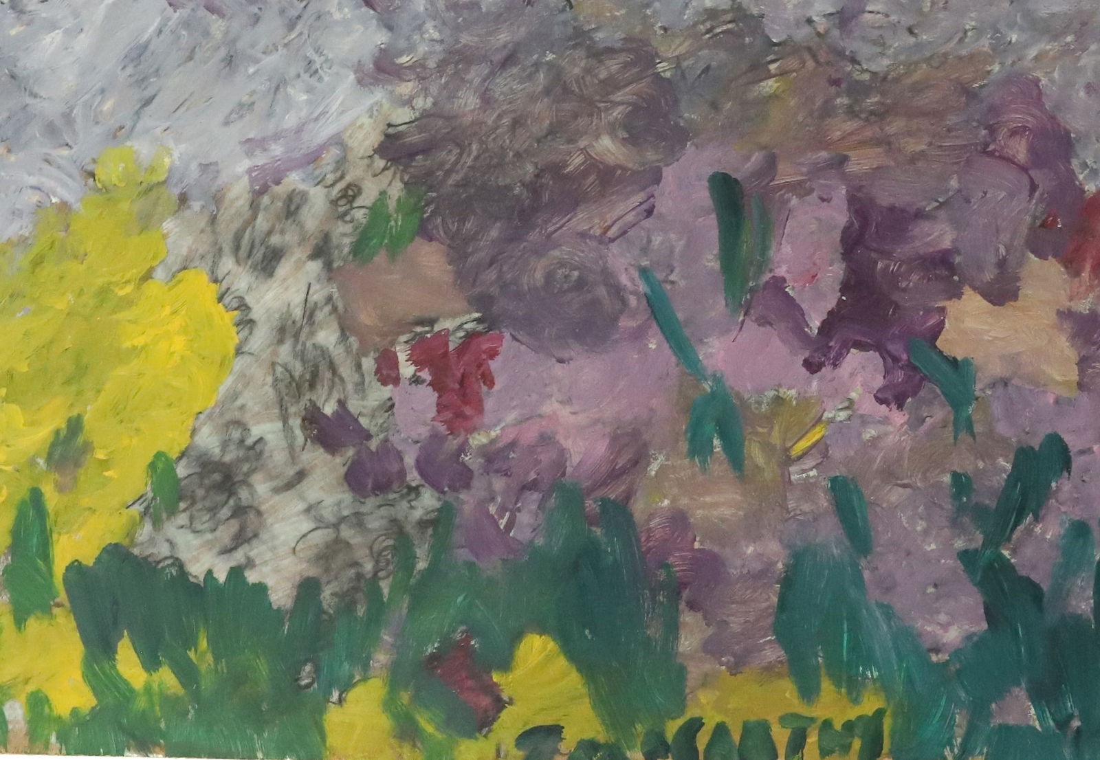 JUSTIN MCCARTHY, MODERNIST FLORAL, OIL ON BOARD (1 of 4)