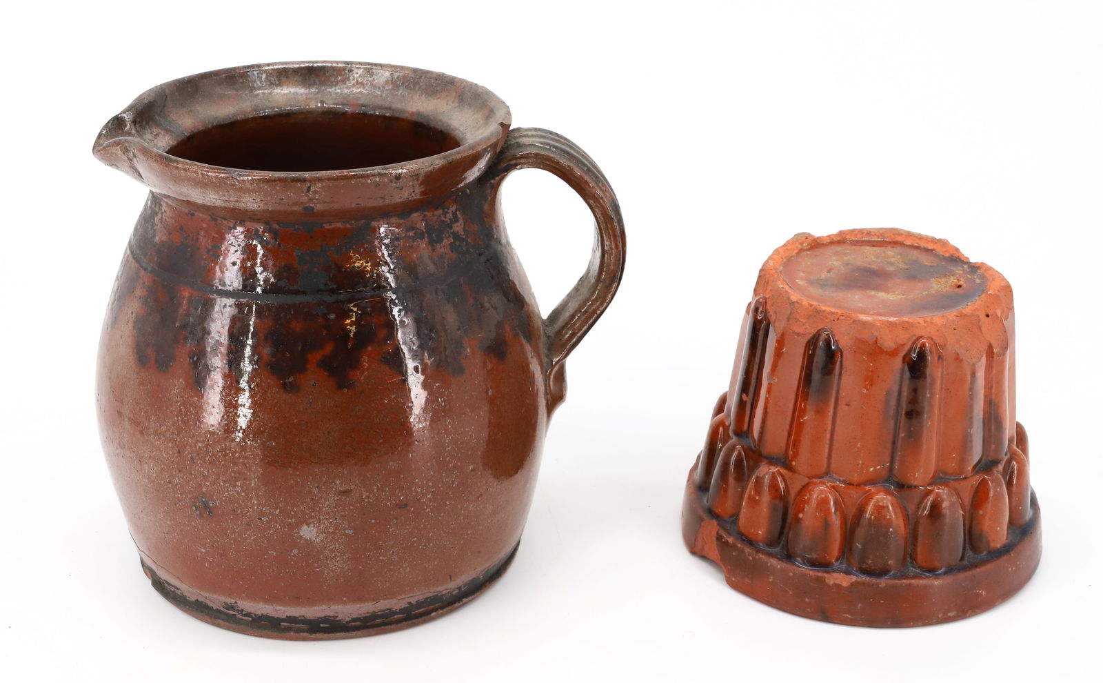 REDWARE BATTER JUG AND STOVE RISER (1 of 6)