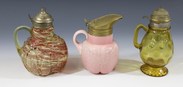 (3) VICTORIAN SYRUP PITCHERS