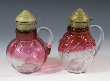 (2) CRANBERRY SYRUP PITCHERS
