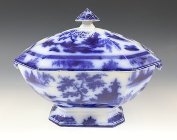 FLOW BLUE LARGE SOUP TUREEN