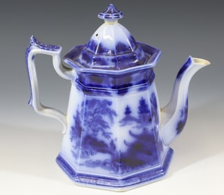 FLOW BLUE TONQUIN TEAPOT