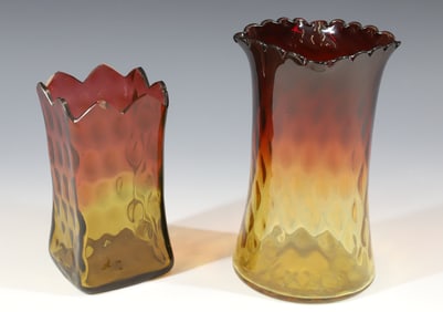 (2) AMBERINA VASES