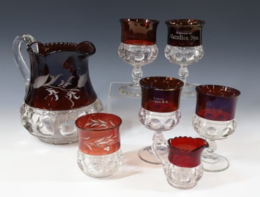(8) EAPG RUBY GLASS