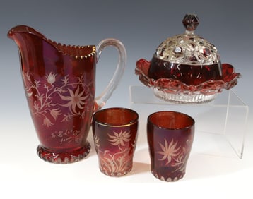 (4) RUBY FLASH GLASS