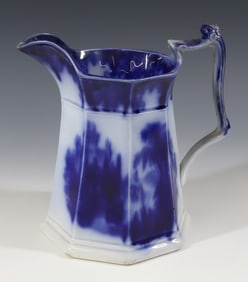 FLOW BLUE COBURG PITCHER