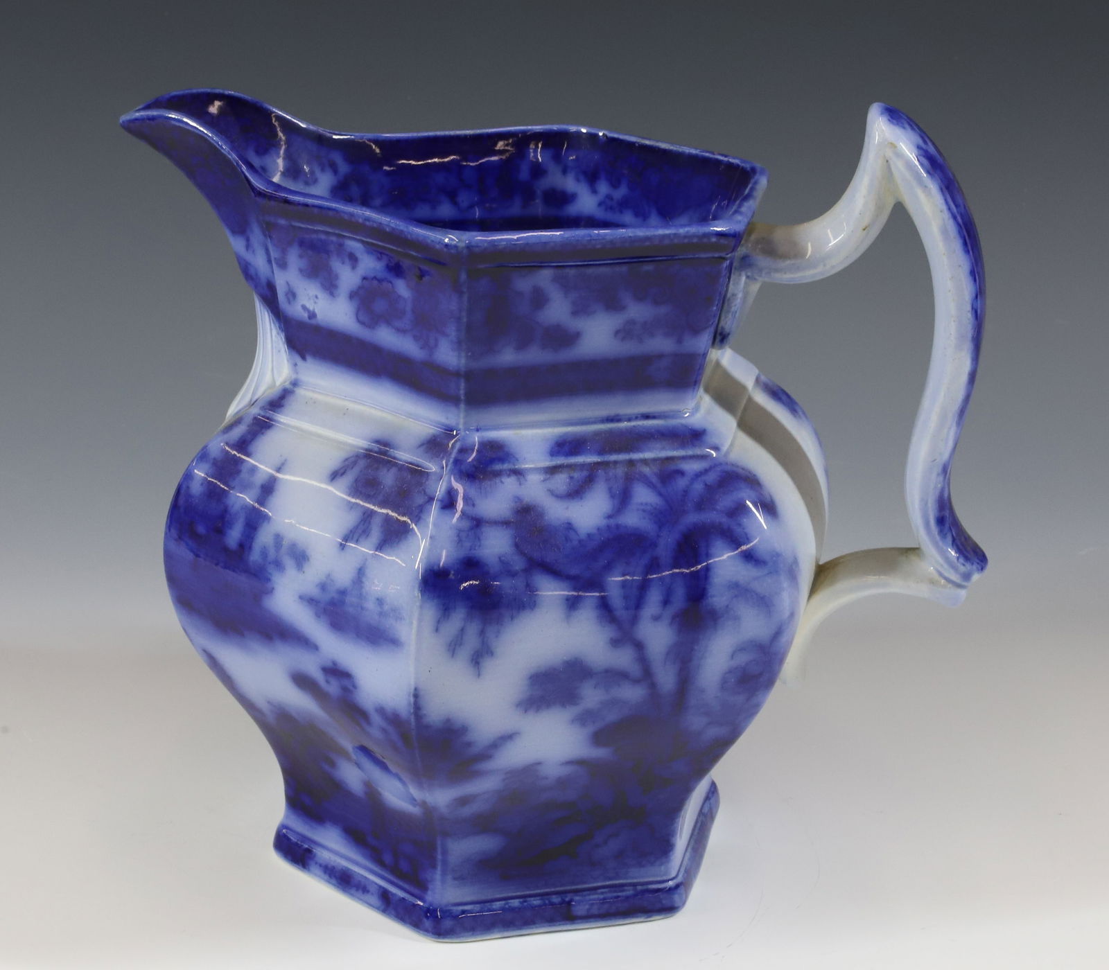 FLOW BLUE TONQUIN PITCHER (1 of 6)