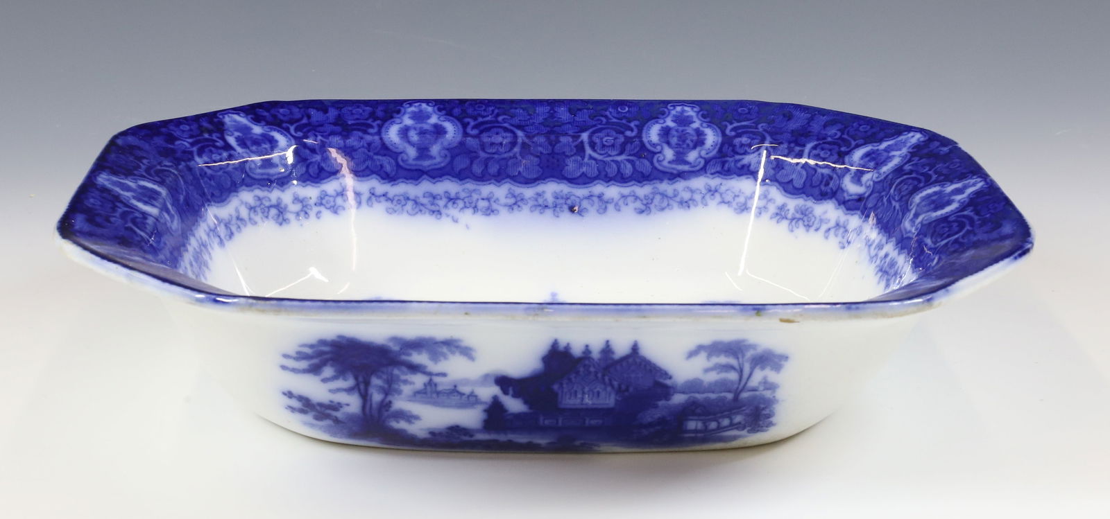 FLOW BLUE BOWL WARWICH PATTERN (1 of 4)