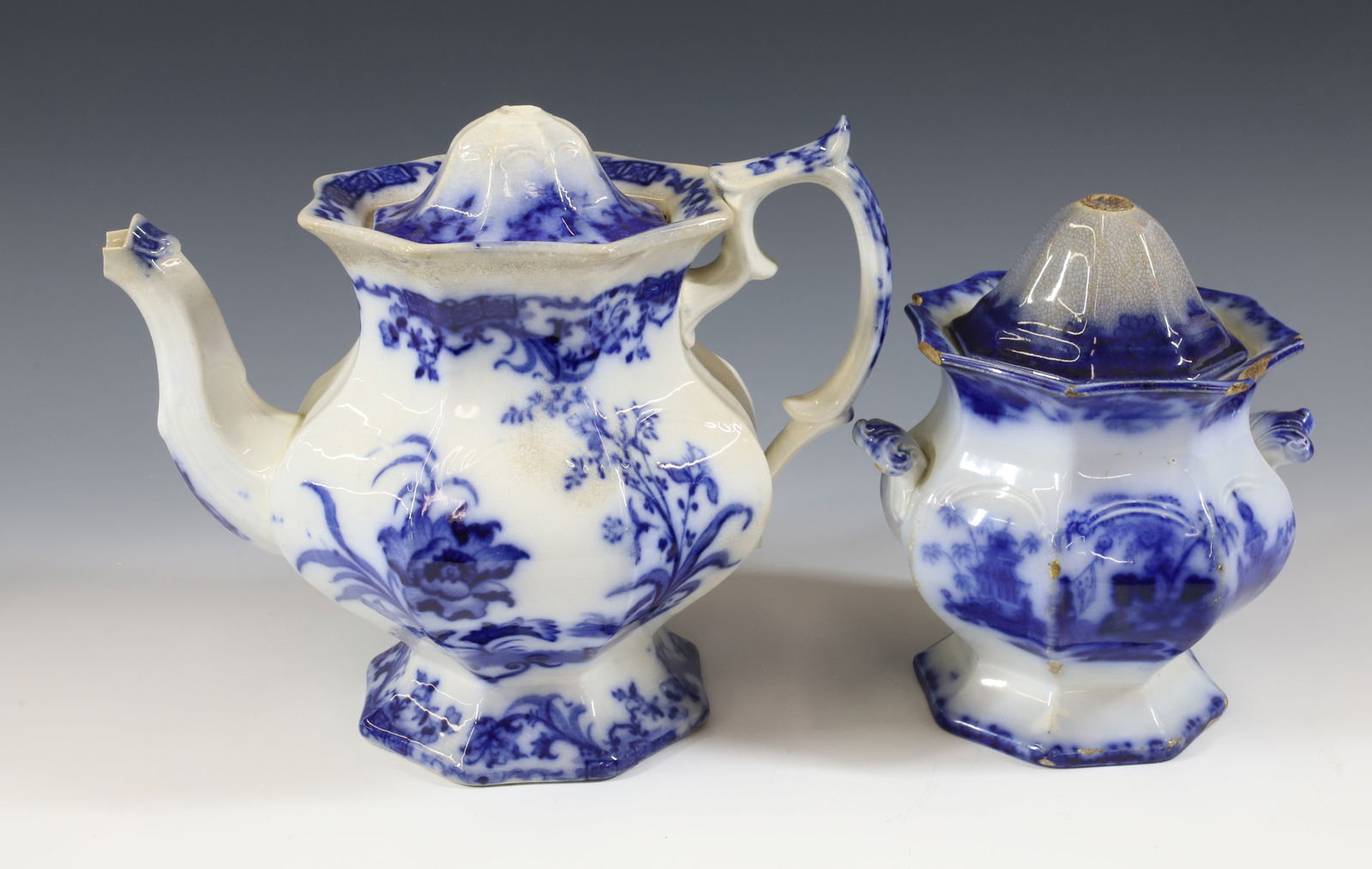 (2) FLOW BLUE CARLTON TEAPOT AND OTHER (1 of 8)