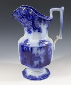 FLOW BLUE TALL PITCHER GRAPE BORDER