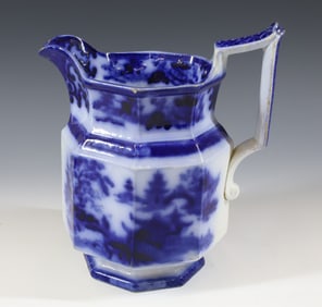 FLOW BLUE TONQUIN PITCHER