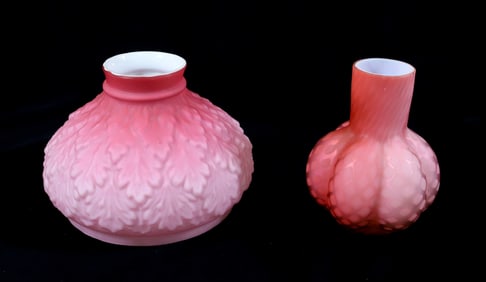 (2) PINK SATIN GLASS