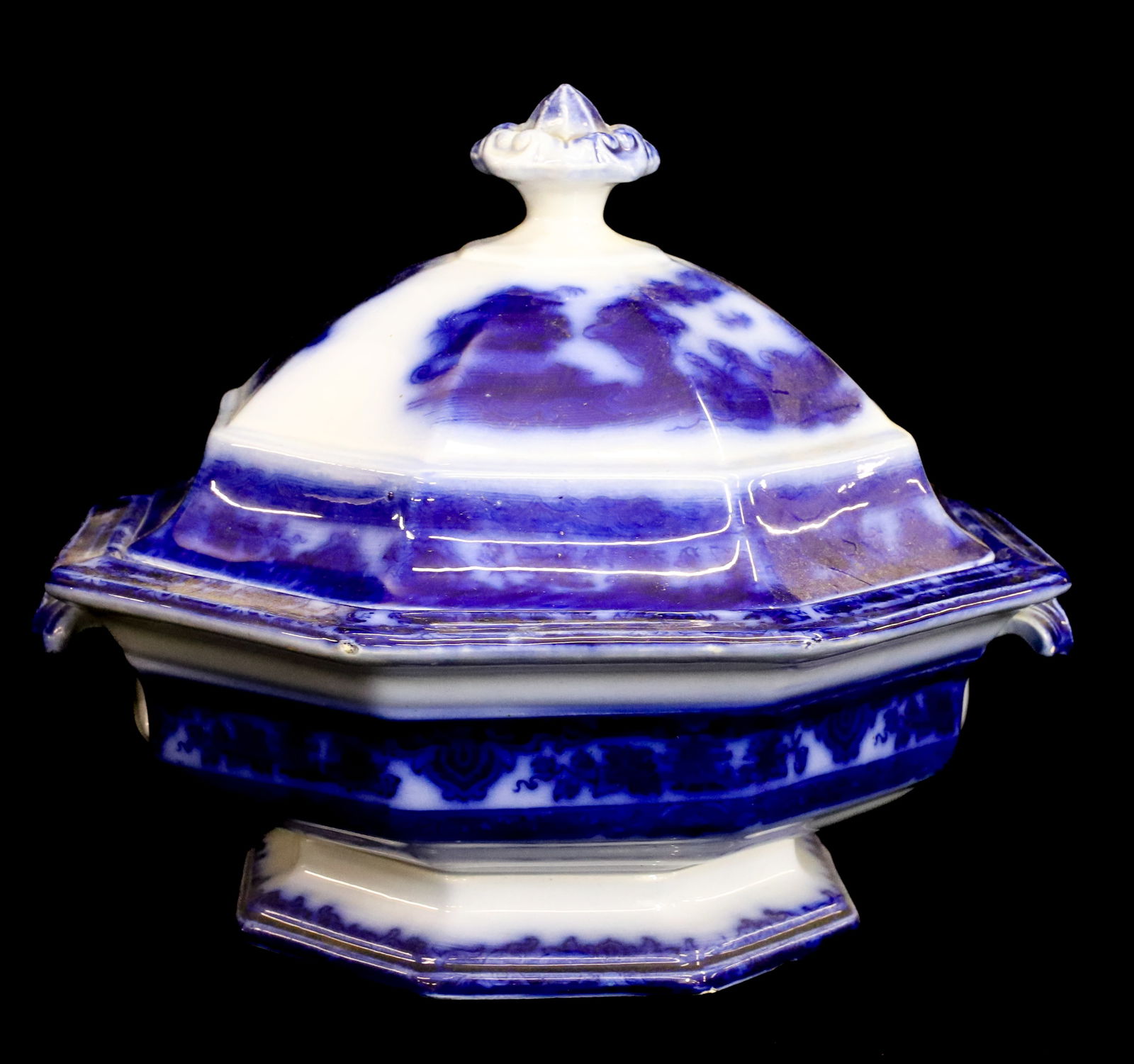 FLOW BLUE COVERED VEGETABLE BOWL (1 of 6)