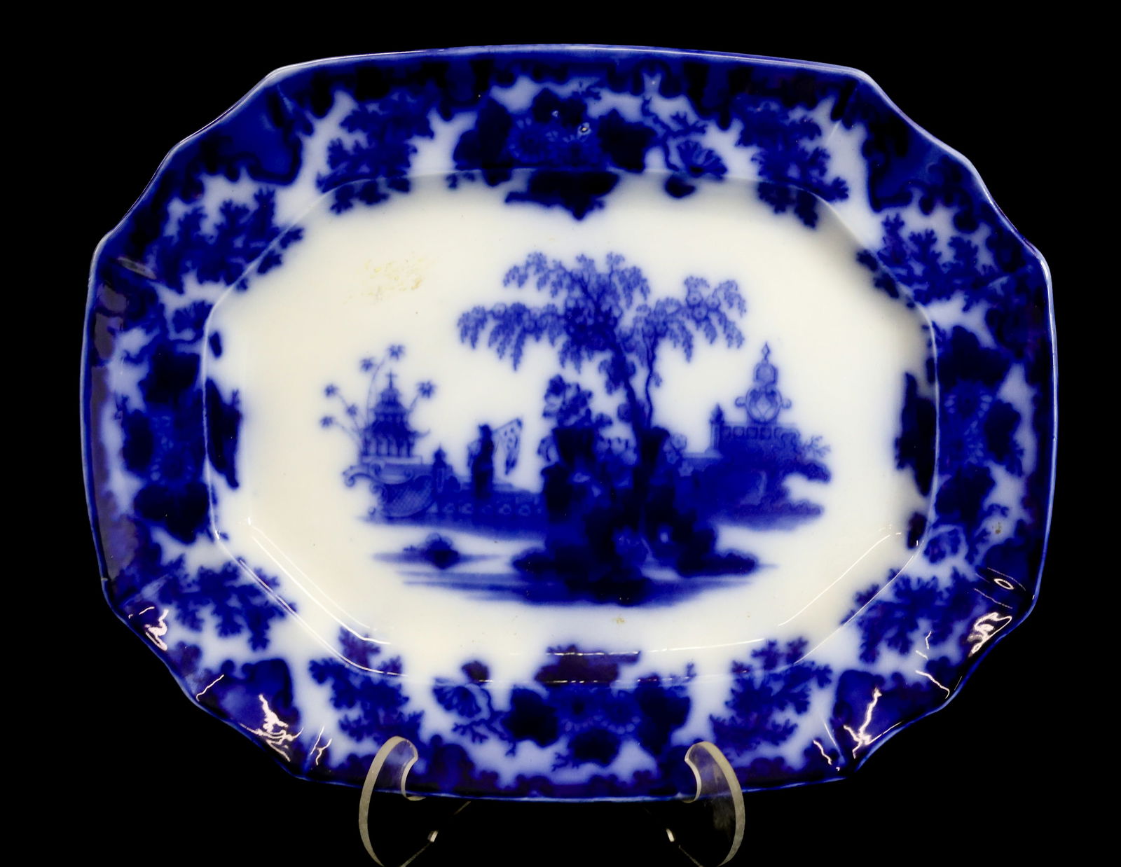 FLOW BLUE SCINDE PATTERN PLATTER (1 of 2)