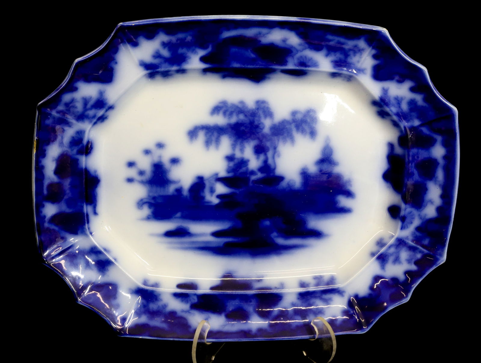 FLOW BLUE PLATTER BY ALCOCK (1 of 3)