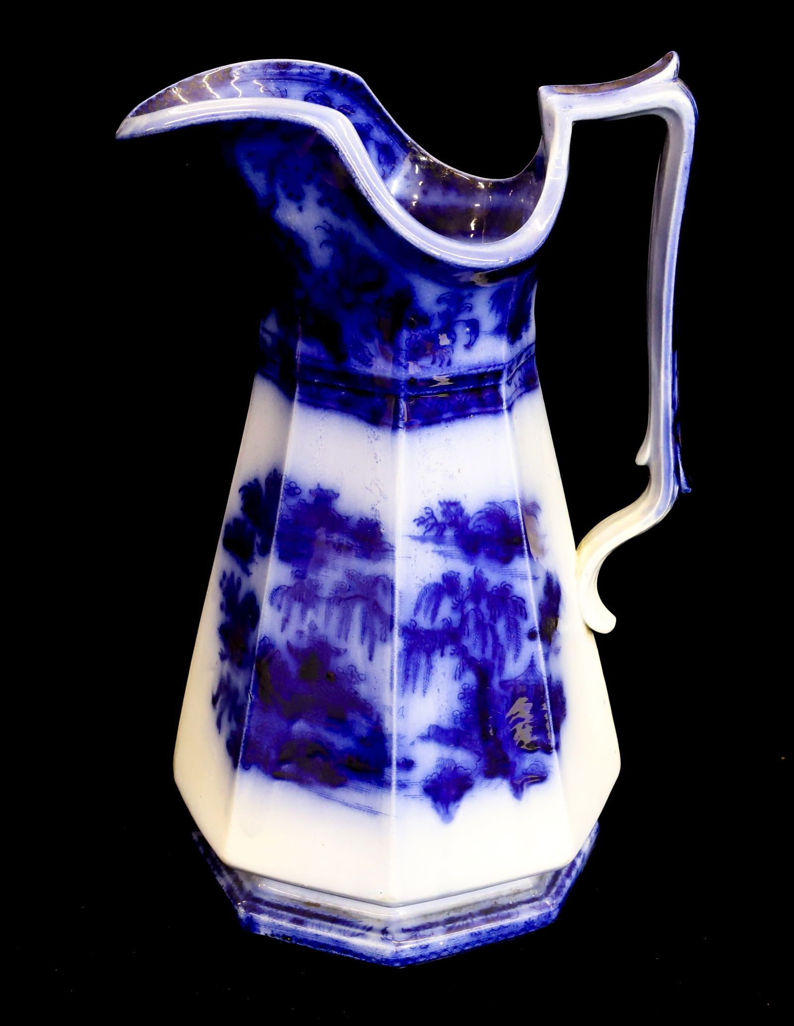 FLOW BLUE MANILLA TALL PITCHER (1 of 6)