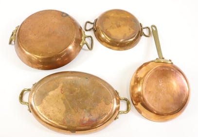 (4) FRENCH COPPER COOKWARE