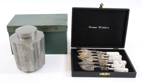 (7) KNIVES/TEA CADDY