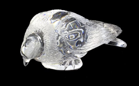 LARGE LALIQUE GLASS PIGEON FIGURINE