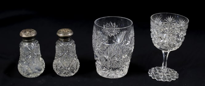 (4) CUT GLASS