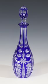 CUT GLASS OVERLAY DECANTER