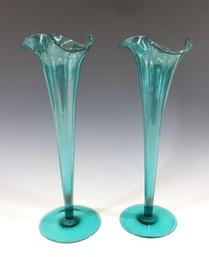 (2) MONUMENTAL BLOWN GLASS VASES