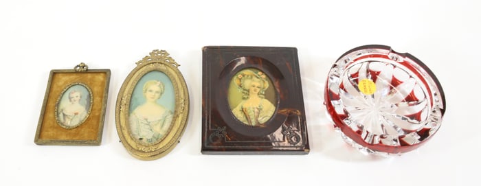 (4) MINIATURE GROUP/CUT GLASS