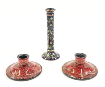 (3) KUOS CLOISONNE CANDLESTICK