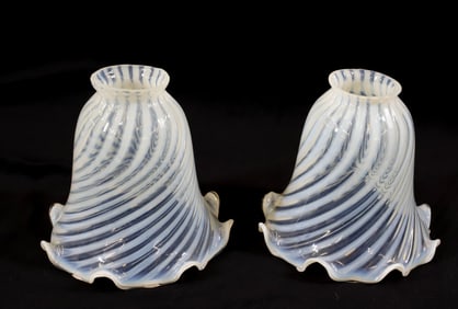 (2) FENTON GLASS SHADES