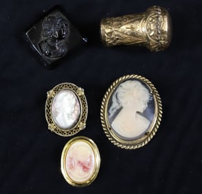 (5) CAMEO BROOCHES