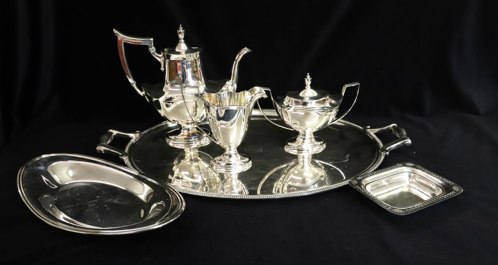 GORHAM TEA SET WITH CHRISTOFLE HANDLED TRAY (1 of 6)