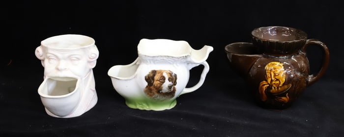 (3) BARBER SHAVING MUGS