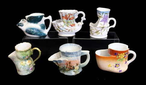 (6) BARBER SHAVING MUGS