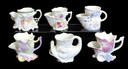 (6) BARBER SHAVING MUGS