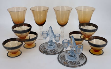 (12) SILVER OVERLAY GLASSWARE
