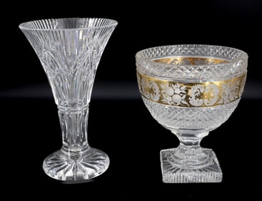(2) CUT GLASS VASES