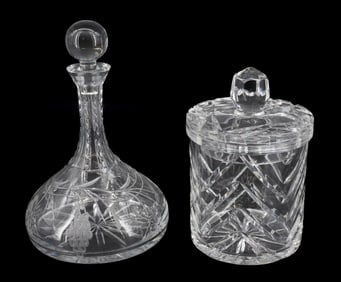 (2) CUT GLASS